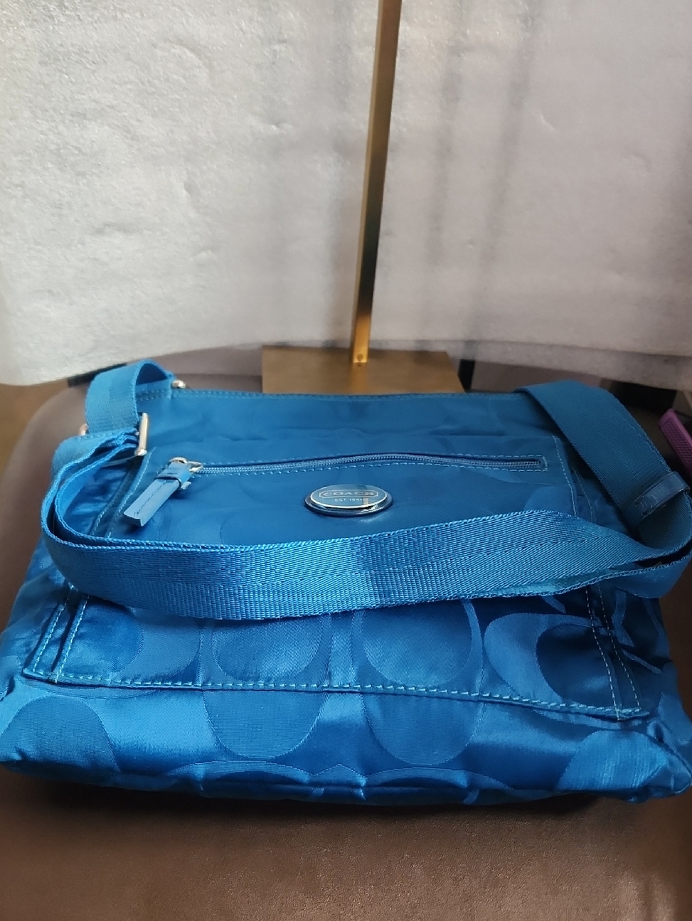 Coach Euc 2013 Turquoise Blue Signature Crossbody Bag - Picture 8 of 10